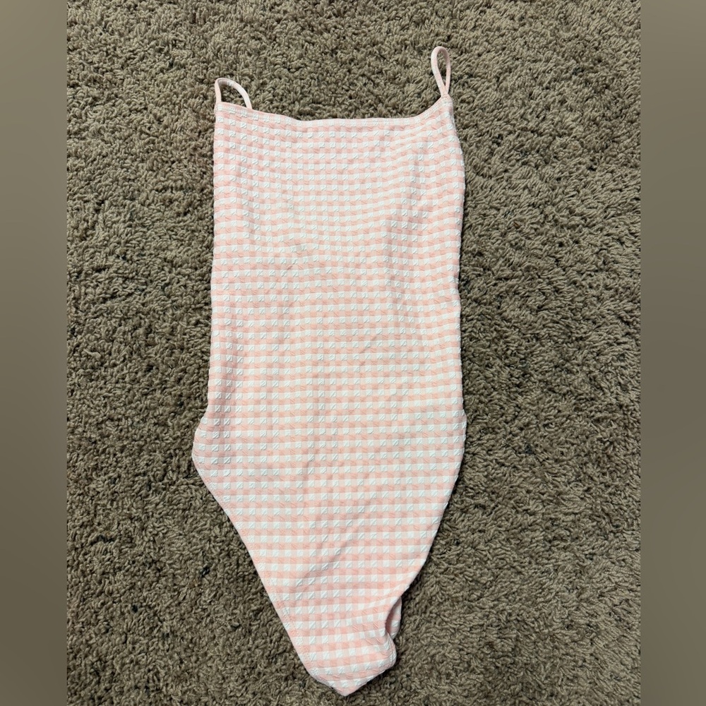 Skatie Pink and White Checkered One Piece Swimsuit